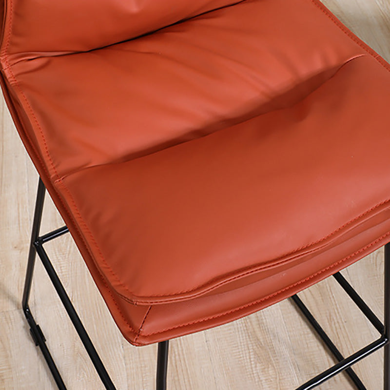 Modern Faux Leather Counter Stool Bar-height Bar Stool with Black Frame