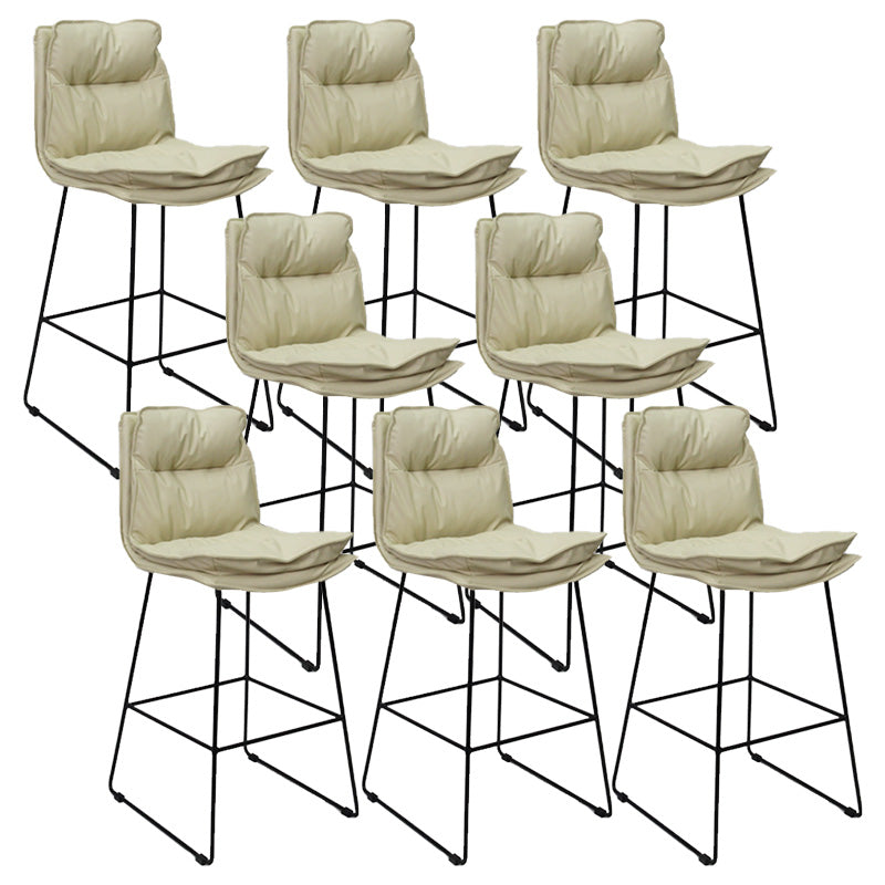 Modern Faux Leather Counter Stool Bar-height Bar Stool with Black Frame