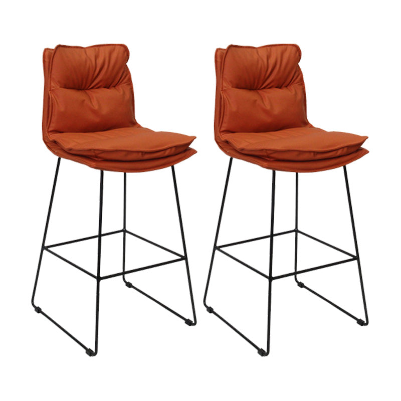 Modern Faux Leather Counter Stool Bar-height Bar Stool with Black Frame