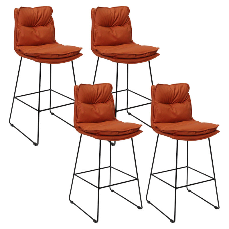 Modern Faux Leather Counter Stool Bar-height Bar Stool with Black Frame