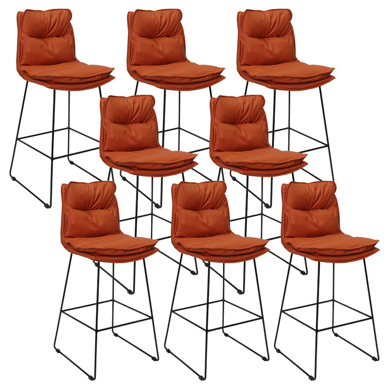 Modern Faux Leather Counter Stool Bar-height Bar Stool with Black Frame