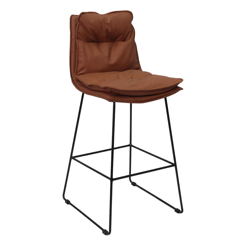 Modern Faux Leather Counter Stool Bar-height Bar Stool with Black Frame