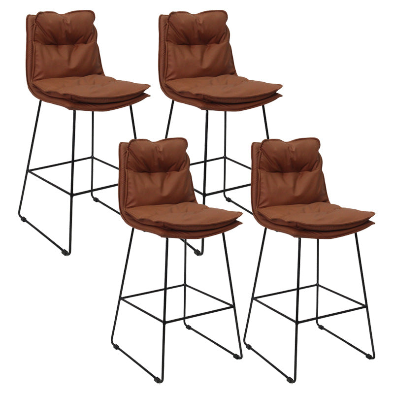 Modern Faux Leather Counter Stool Bar-height Bar Stool with Black Frame