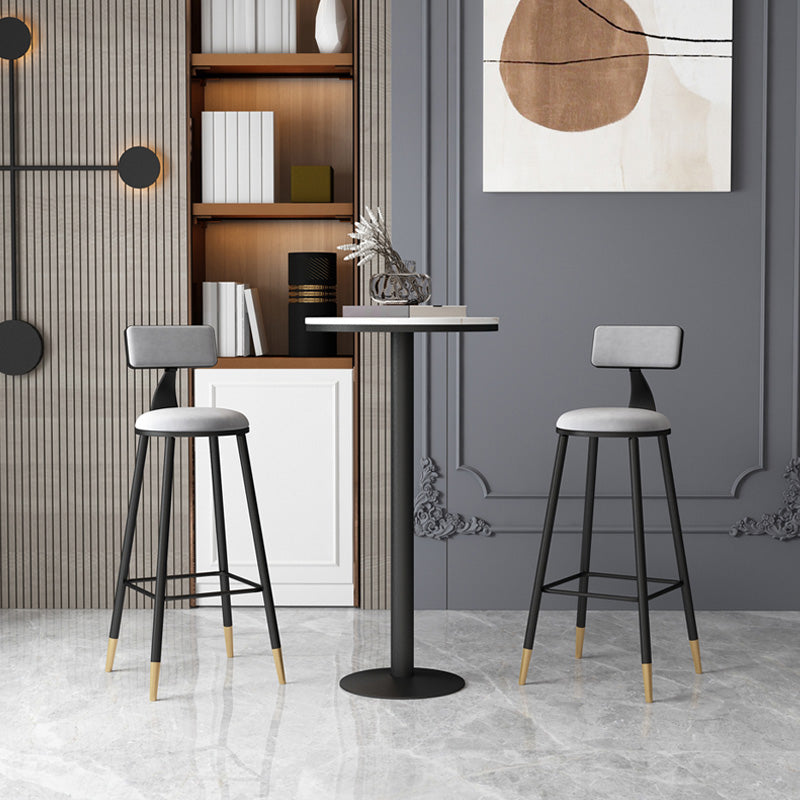 Contemporary Style Barstool Round Low Back Bar Stool with Metal Legs