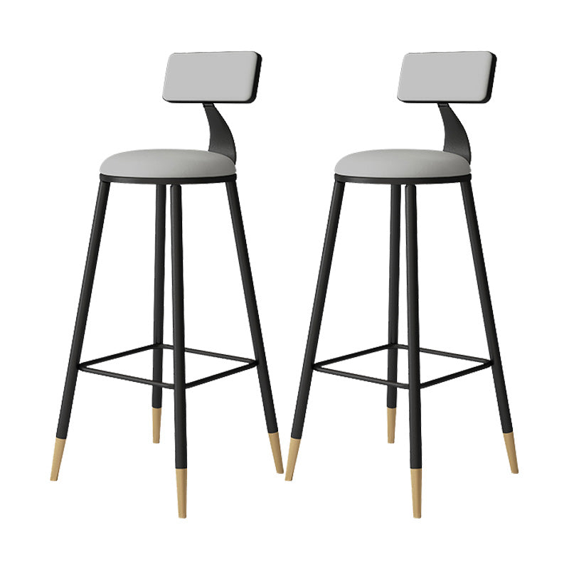 Contemporary Style Barstool Round Low Back Bar Stool with Metal Legs