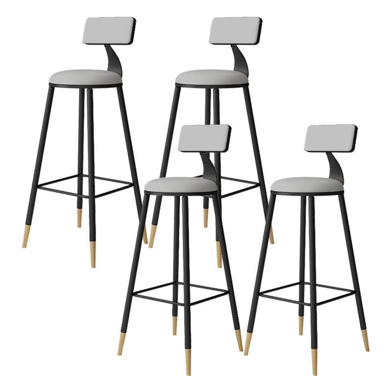 Contemporary Style Barstool Round Low Back Bar Stool with Metal Legs