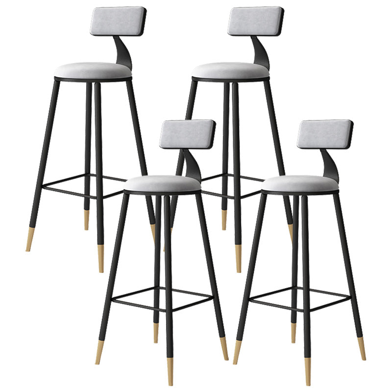 Contemporary Style Barstool Round Low Back Bar Stool with Metal Legs