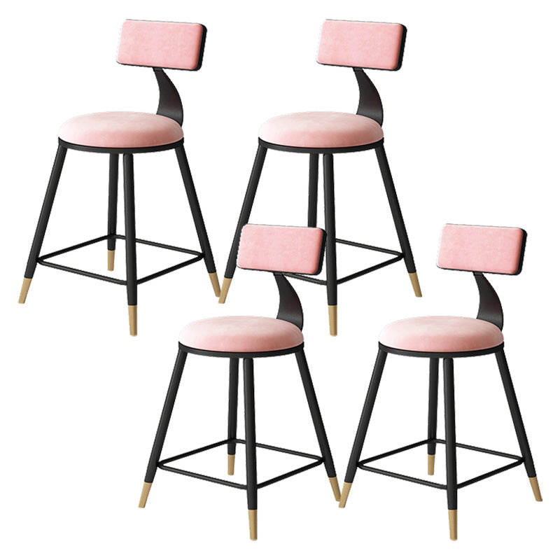 Contemporary Style Barstool Round Low Back Bar Stool with Metal Legs