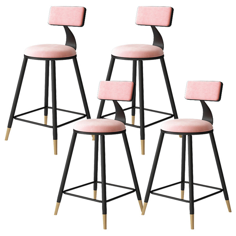 Contemporary Style Barstool Round Low Back Bar Stool with Metal Legs