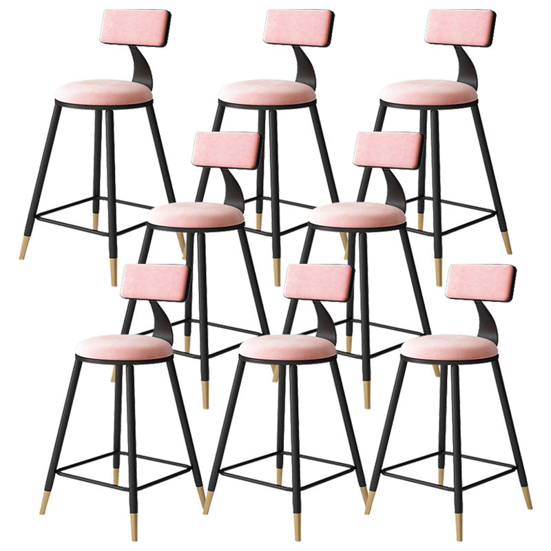 Contemporary Style Barstool Round Low Back Bar Stool with Metal Legs