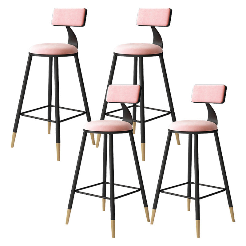 Contemporary Style Barstool Round Low Back Bar Stool with Metal Legs
