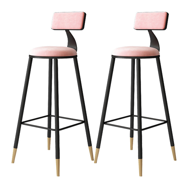 Contemporary Style Barstool Round Low Back Bar Stool with Metal Legs