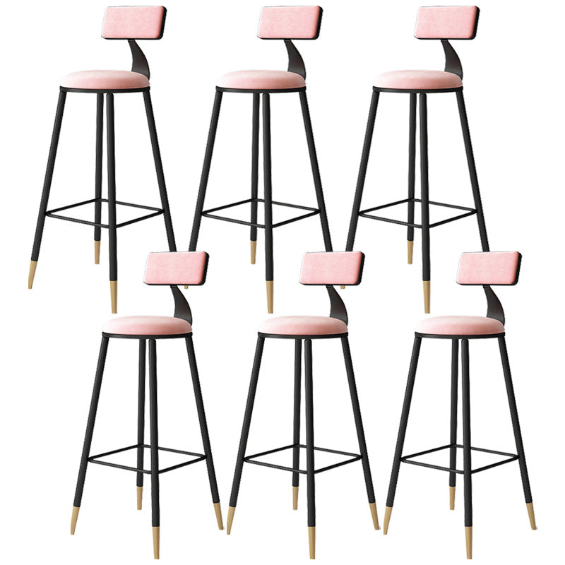 Contemporary Style Barstool Round Low Back Bar Stool with Metal Legs