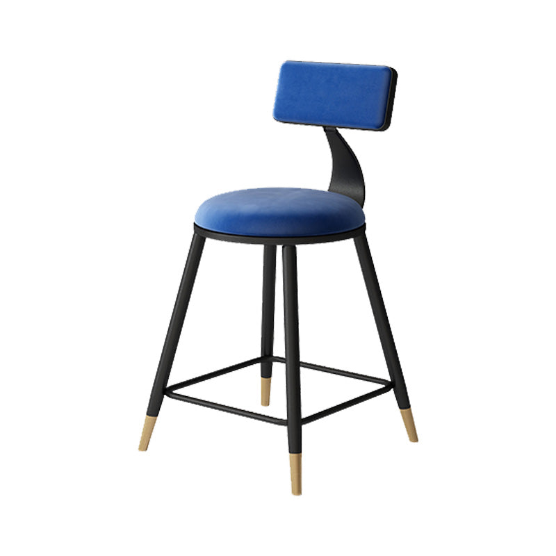Contemporary Style Barstool Round Low Back Bar Stool with Metal Legs
