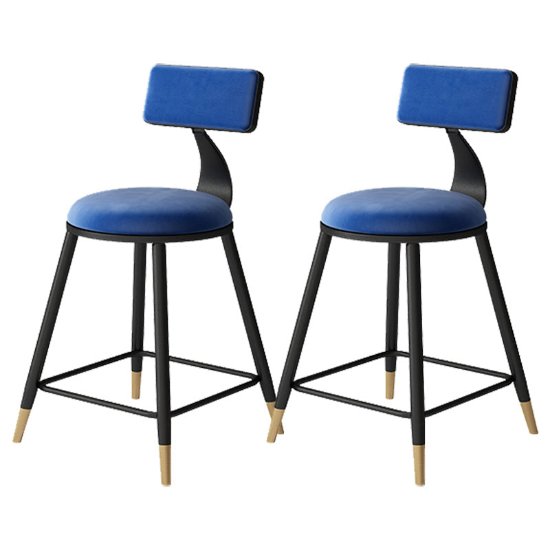 Contemporary Style Barstool Round Low Back Bar Stool with Metal Legs