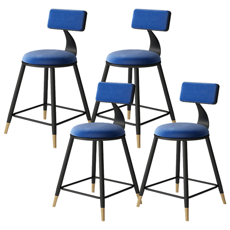 Contemporary Style Barstool Round Low Back Bar Stool with Metal Legs