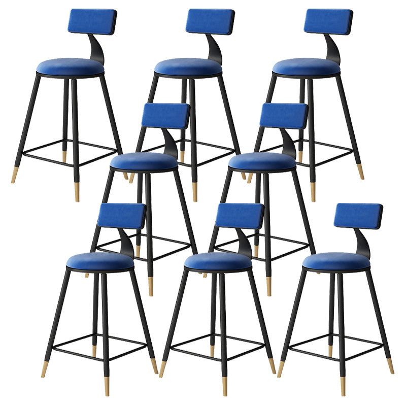 Contemporary Style Barstool Round Low Back Bar Stool with Metal Legs