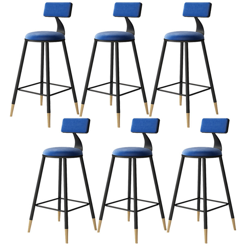 Contemporary Style Barstool Round Low Back Bar Stool with Metal Legs