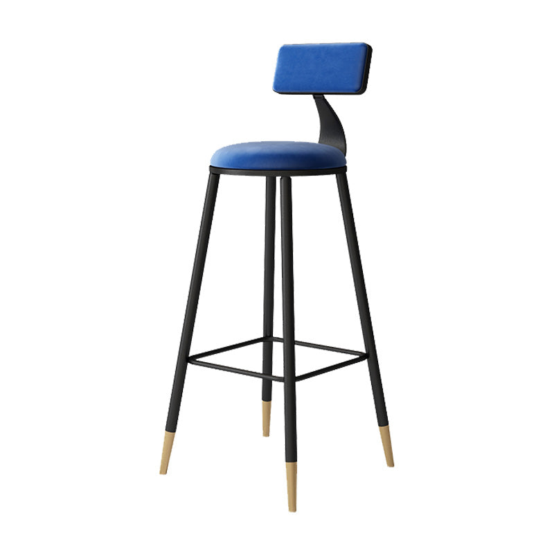 Contemporary Style Barstool Round Low Back Bar Stool with Metal Legs