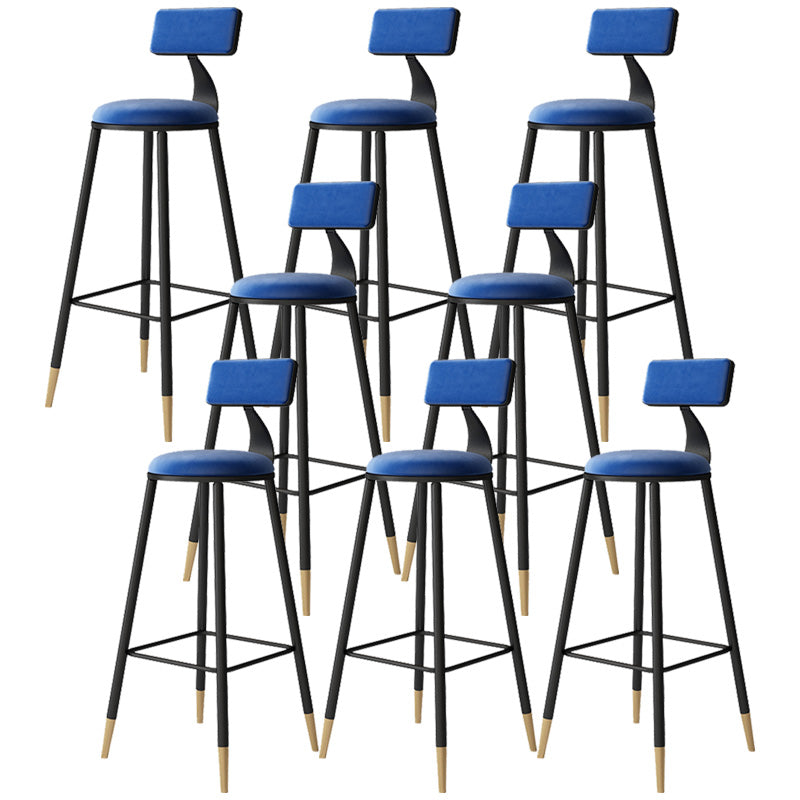 Contemporary Style Barstool Round Low Back Bar Stool with Metal Legs