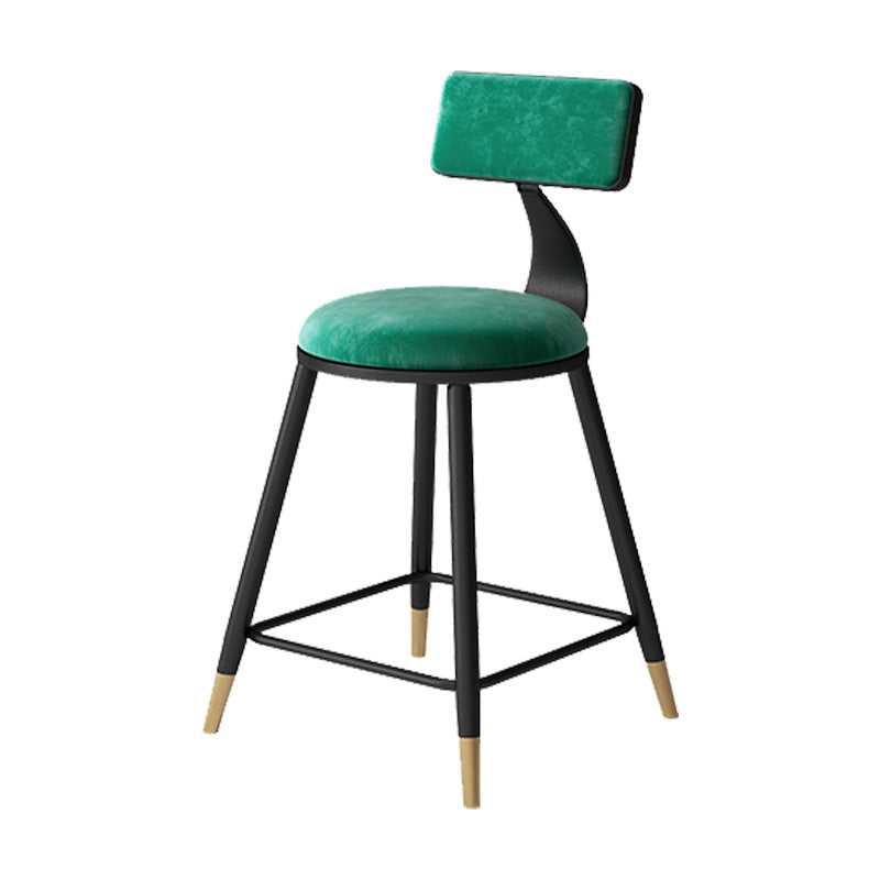 Contemporary Style Barstool Round Low Back Bar Stool with Metal Legs