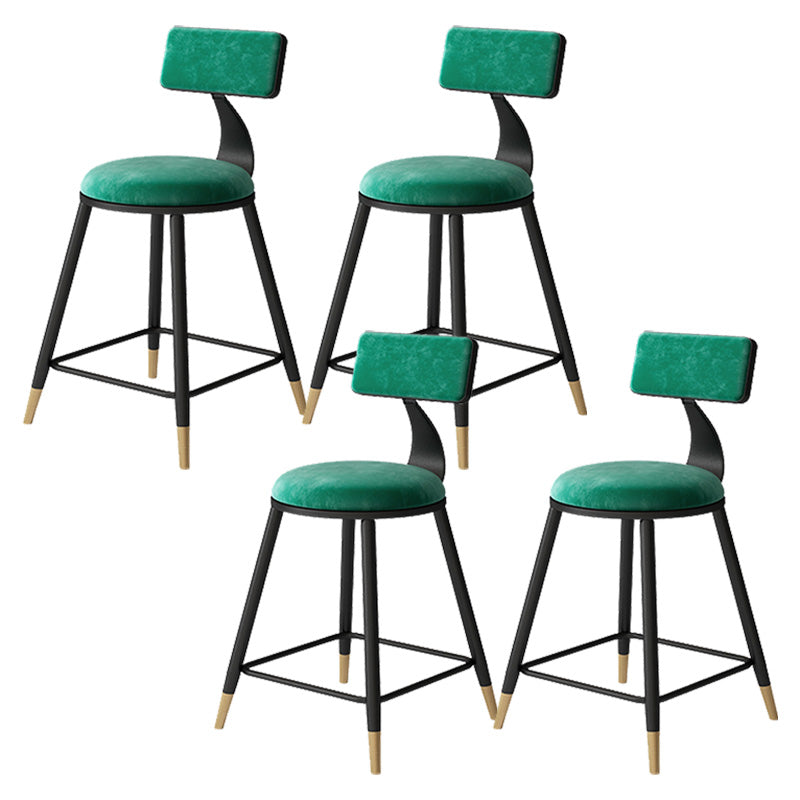 Contemporary Style Barstool Round Low Back Bar Stool with Metal Legs