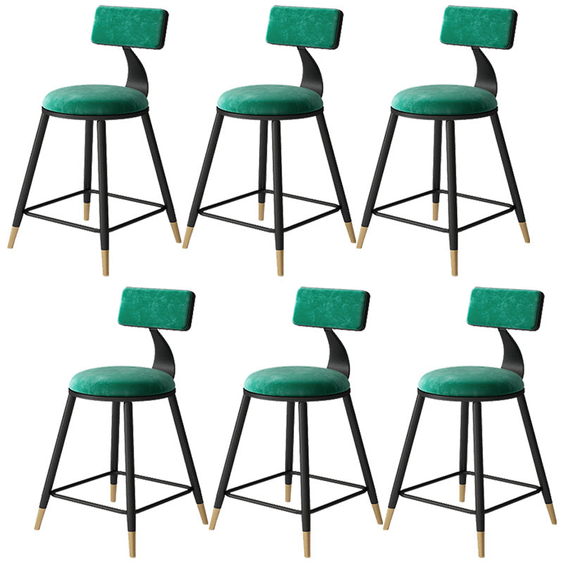Contemporary Style Barstool Round Low Back Bar Stool with Metal Legs