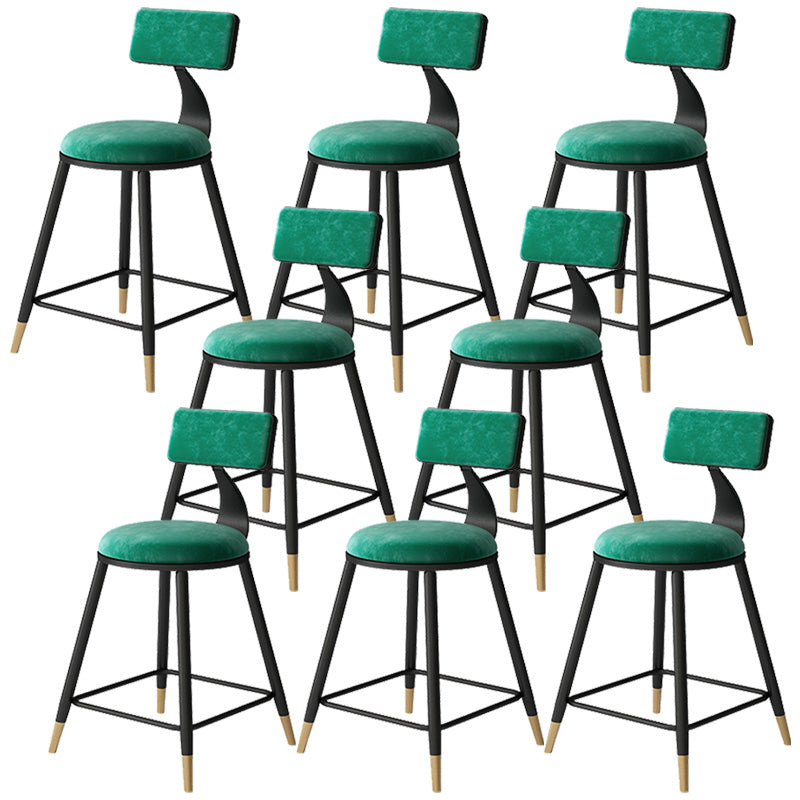 Contemporary Style Barstool Round Low Back Bar Stool with Metal Legs