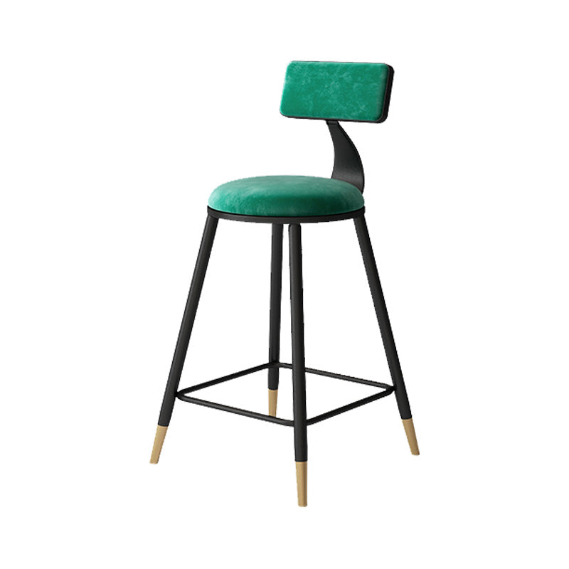 Contemporary Style Barstool Round Low Back Bar Stool with Metal Legs
