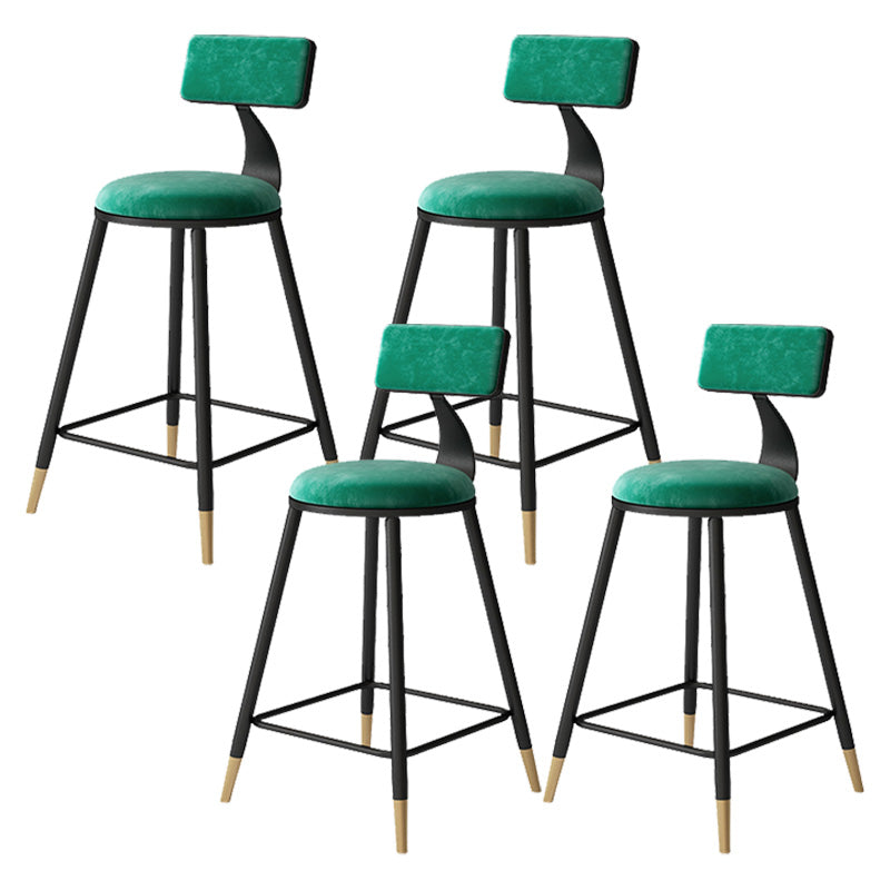 Contemporary Style Barstool Round Low Back Bar Stool with Metal Legs