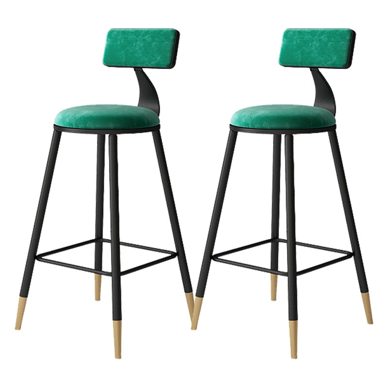 Contemporary Style Barstool Round Low Back Bar Stool with Metal Legs