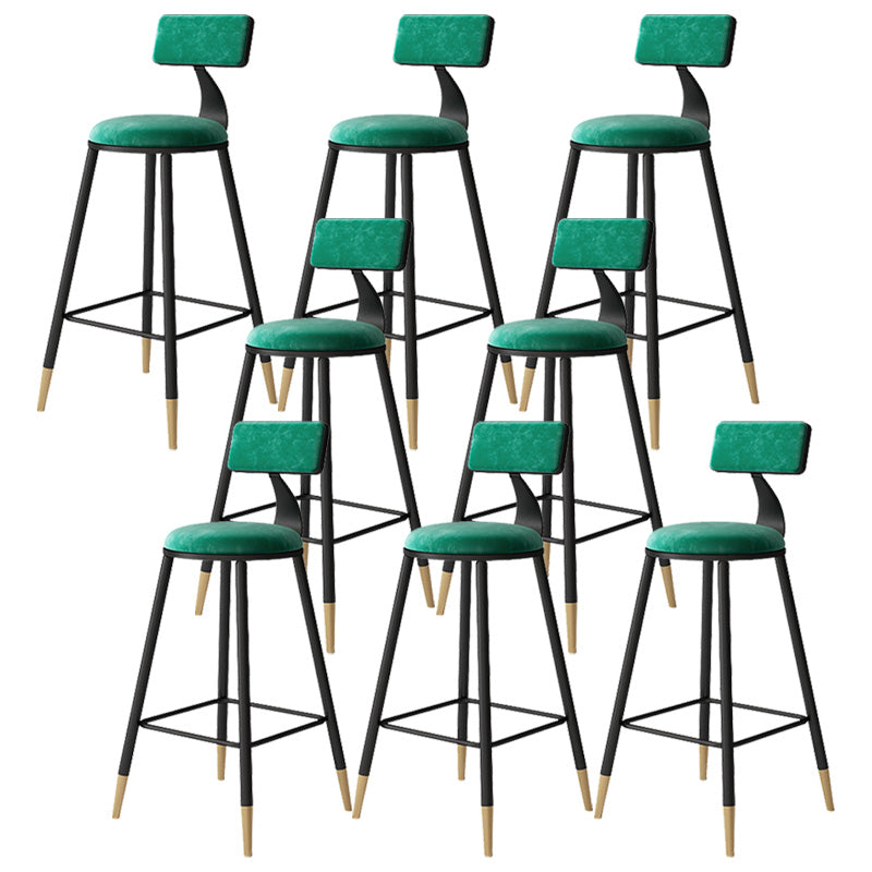 Contemporary Style Barstool Round Low Back Bar Stool with Metal Legs