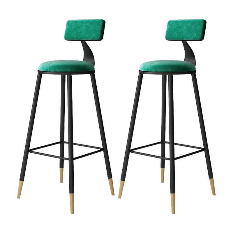 Contemporary Style Barstool Round Low Back Bar Stool with Metal Legs