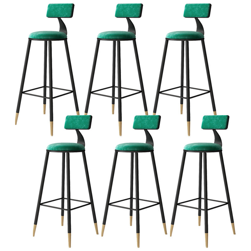Contemporary Style Barstool Round Low Back Bar Stool with Metal Legs