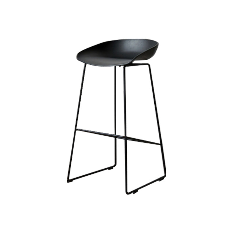 Glam Style Plastic Counter Stool Bucket Bar Stool with Metal Legs