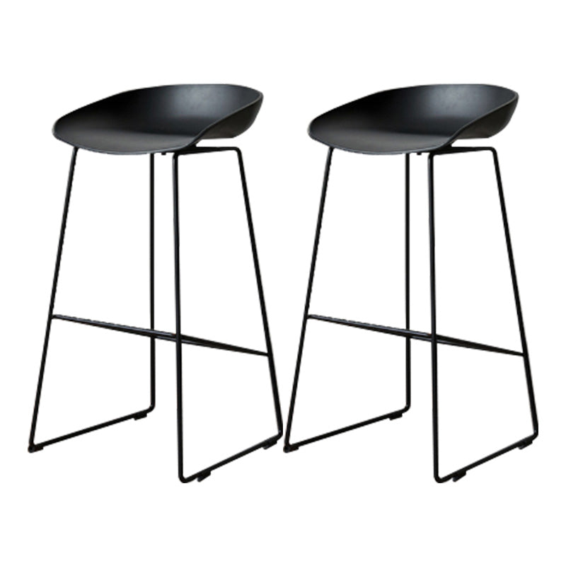 Glam Style Plastic Counter Stool Bucket Bar Stool with Metal Legs