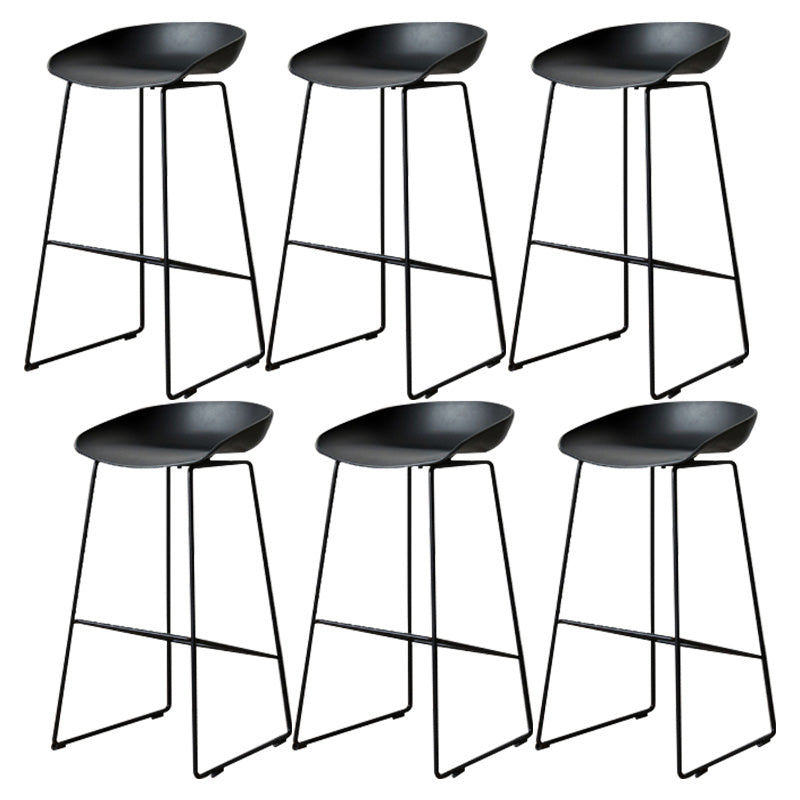 Glam Style Plastic Counter Stool Bucket Bar Stool with Metal Legs