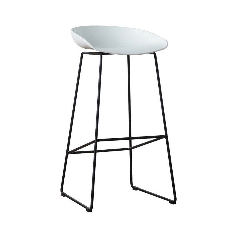 Glam Style Plastic Counter Stool Bucket Bar Stool with Metal Legs