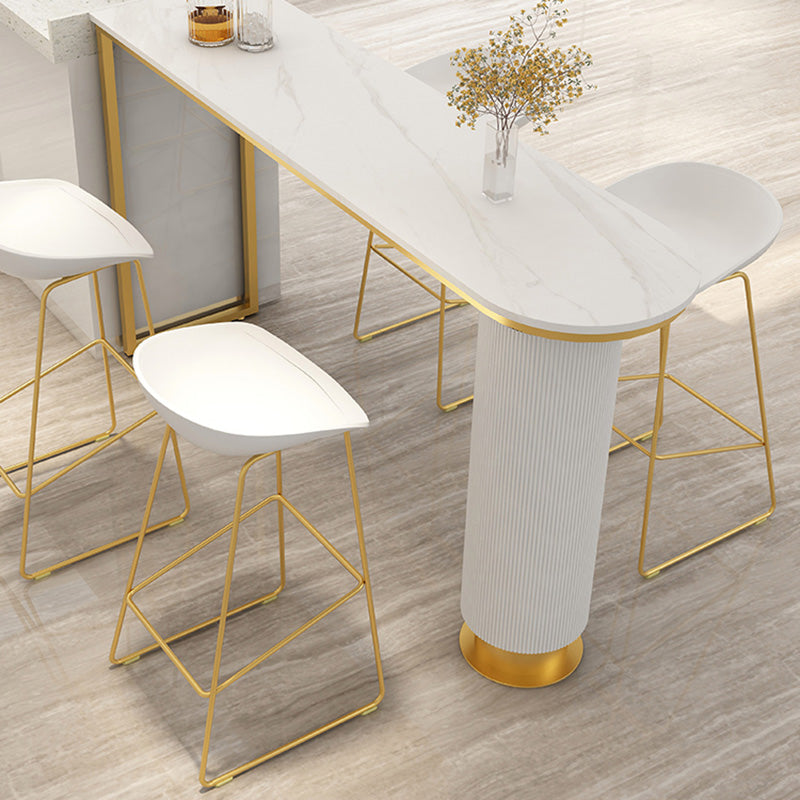 Glam Style Plastic Counter Stool Bucket Bar Stool with Metal Legs