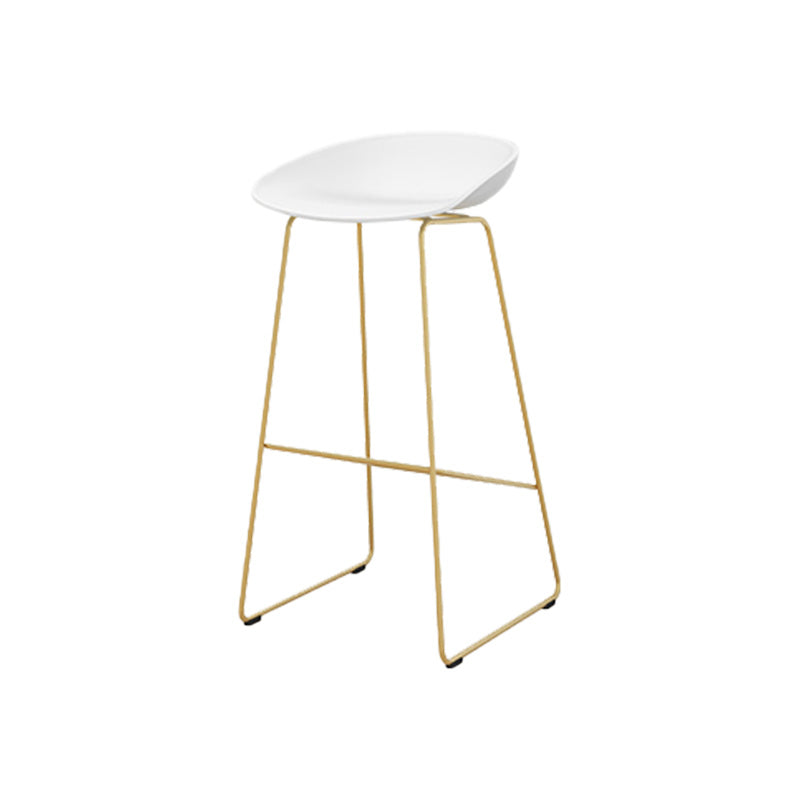 Glam Style Plastic Counter Stool Bucket Bar Stool with Metal Legs