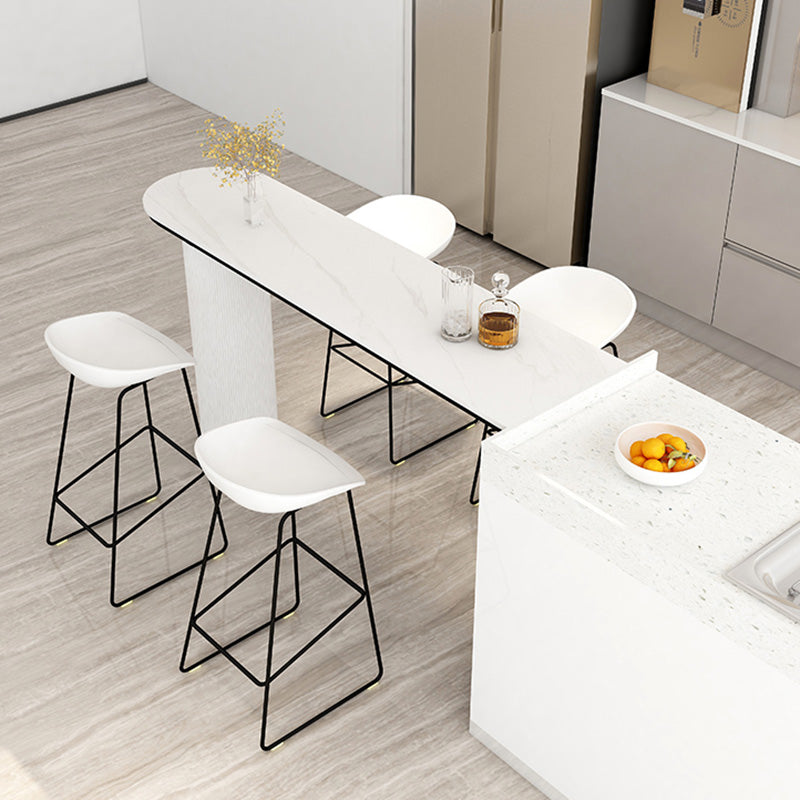 Glam Style Plastic Counter Stool Bucket Bar Stool with Metal Legs