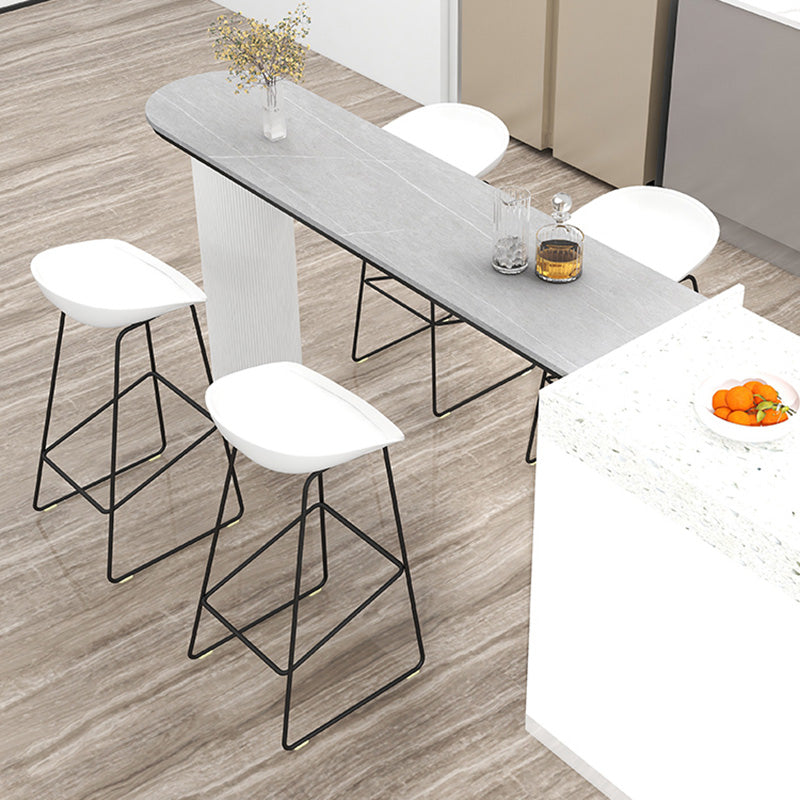 Glam Style Plastic Counter Stool Bucket Bar Stool with Metal Legs