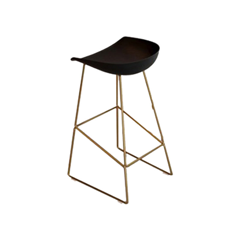 Glam Style Plastic Counter Stool Bucket Bar Stool with Metal Legs