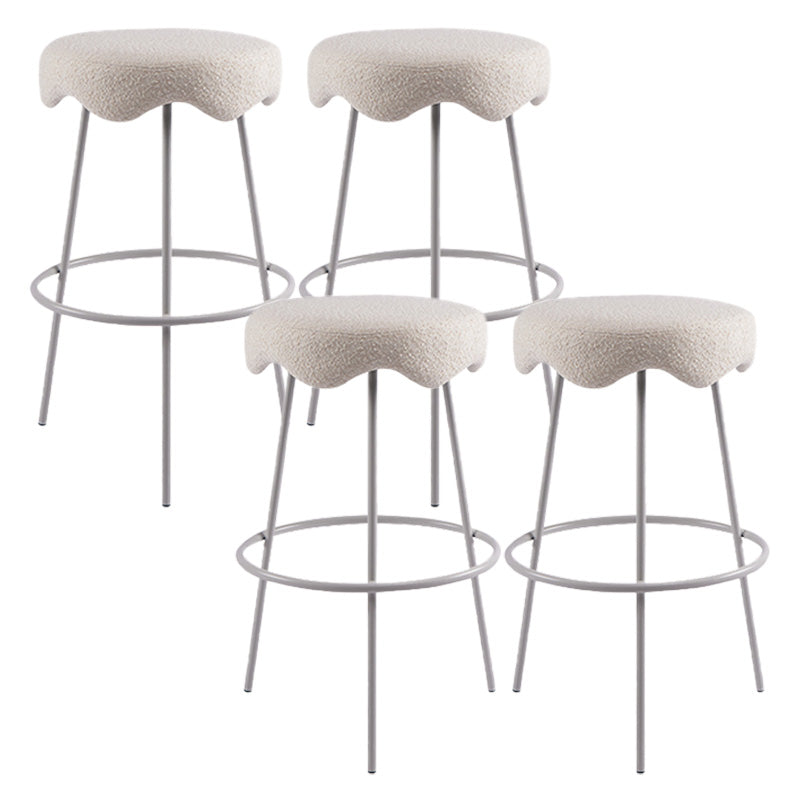 Contemporary Style Counter Stool Upholstered Bar-height Bar Stool with Metal Base