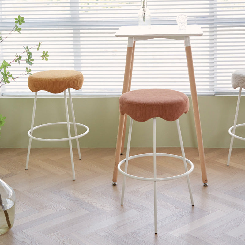 Contemporary Style Counter Stool Upholstered Bar-height Bar Stool with Metal Base