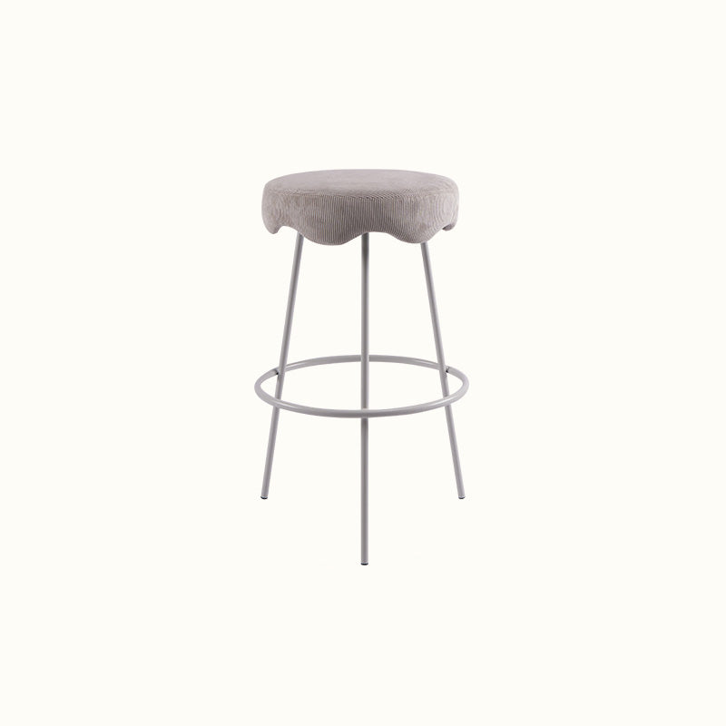 Contemporary Style Counter Stool Upholstered Bar-height Bar Stool with Metal Base