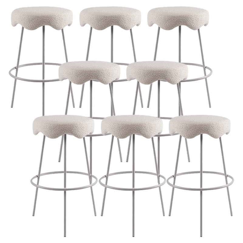 Contemporary Style Counter Stool Upholstered Bar-height Bar Stool with Metal Base