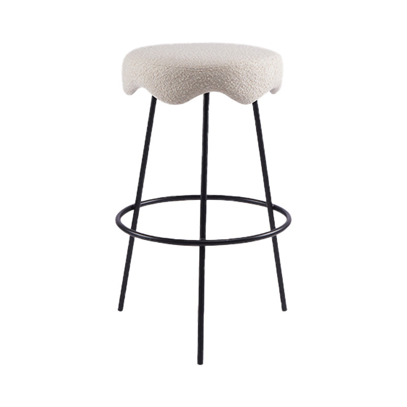 Contemporary Style Counter Stool Upholstered Bar-height Bar Stool with Metal Base