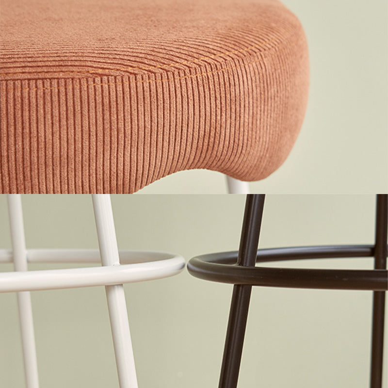 Contemporary Style Counter Stool Upholstered Bar-height Bar Stool with Metal Base