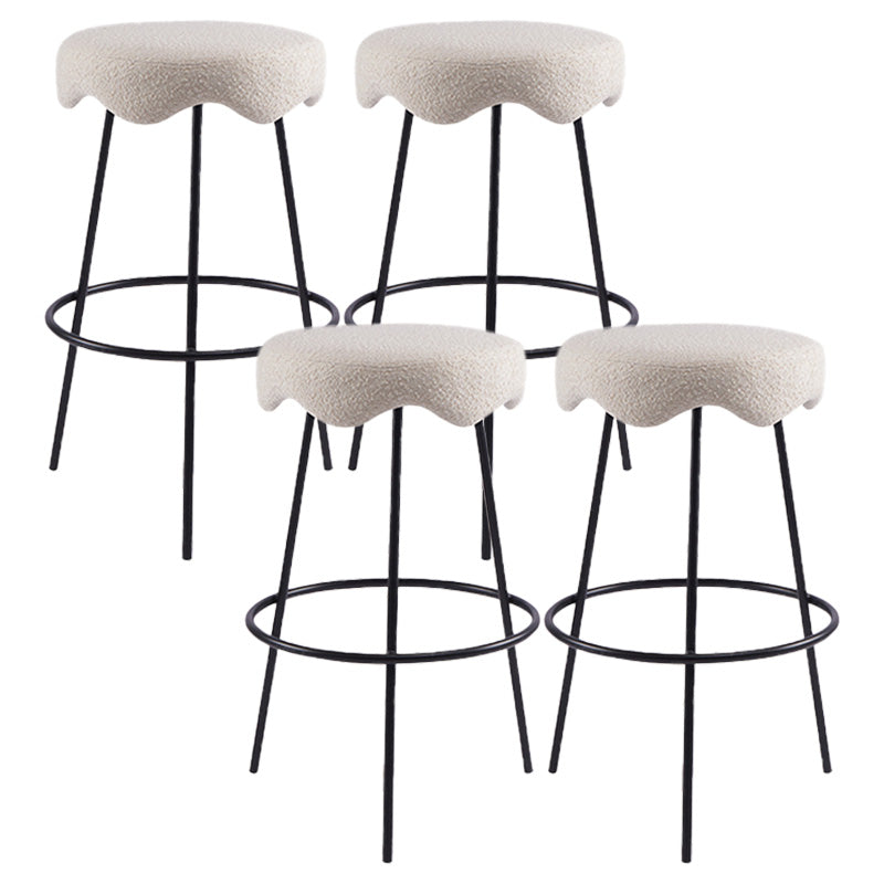 Contemporary Style Counter Stool Upholstered Bar-height Bar Stool with Metal Base